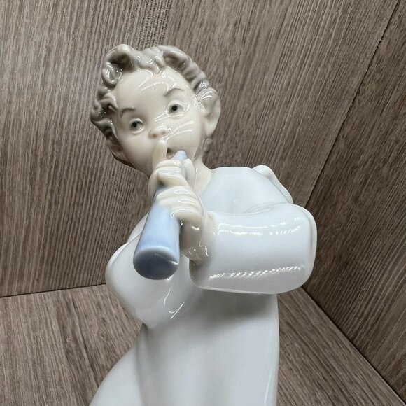 Lladro Angel Figurines Flute & Lute Musicians Porcelain Cherub Set of 3 White - Picture 12 of 16